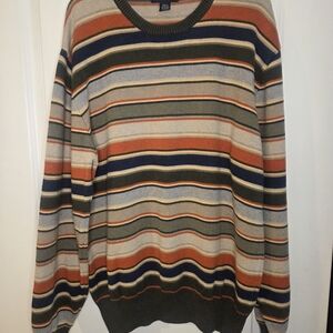 Nautica Men's Crewneck Sweater in Earthy Stripes SZ Large Preloved